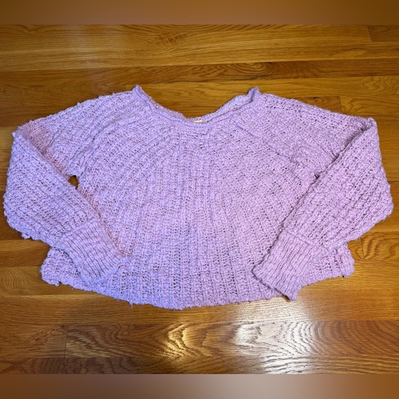 Free People Sweaters - Free People Chunky Knit Cropped Sweater Lavender Purple Size S New Without tags